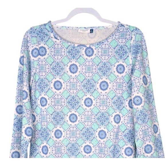 Cabana Life Geometric 3/4 Sleeve Stretch Shift Dress Size M - Picture 4 of 8